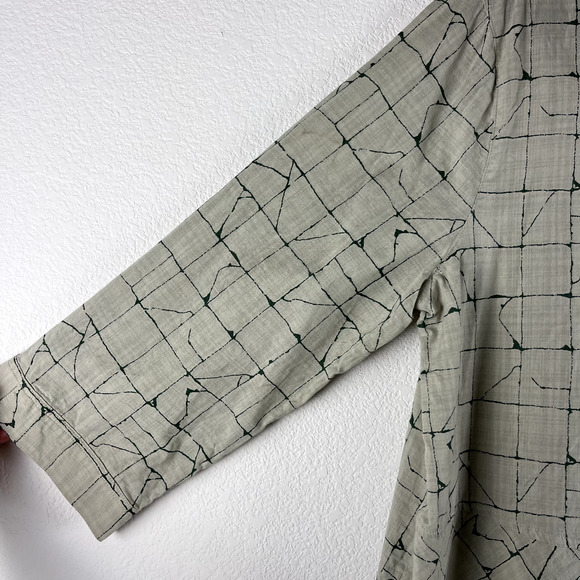 John Mark Tunic Top Womens XL Beige Green Abstract Lagenlook 3/4 Sleeve Pocket - Picture 4 of 15